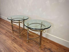 Italian, 20c Brushed Chrome Hollywood Regency Style, Midcentury Side Tables