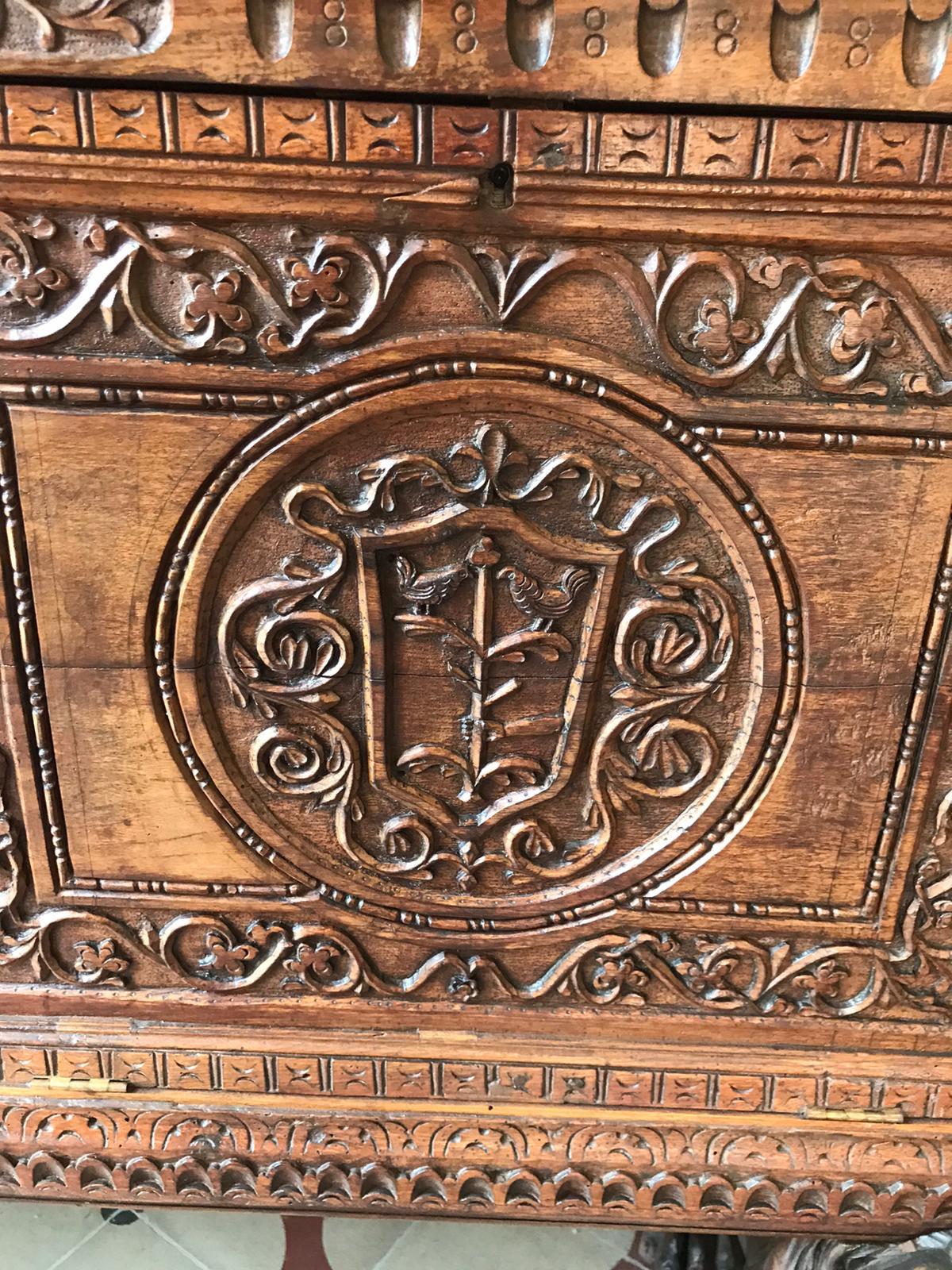 Italian 20th Century Baroque Style Carved Walnut Figural  Cassone Chest- Boot For Sale 8