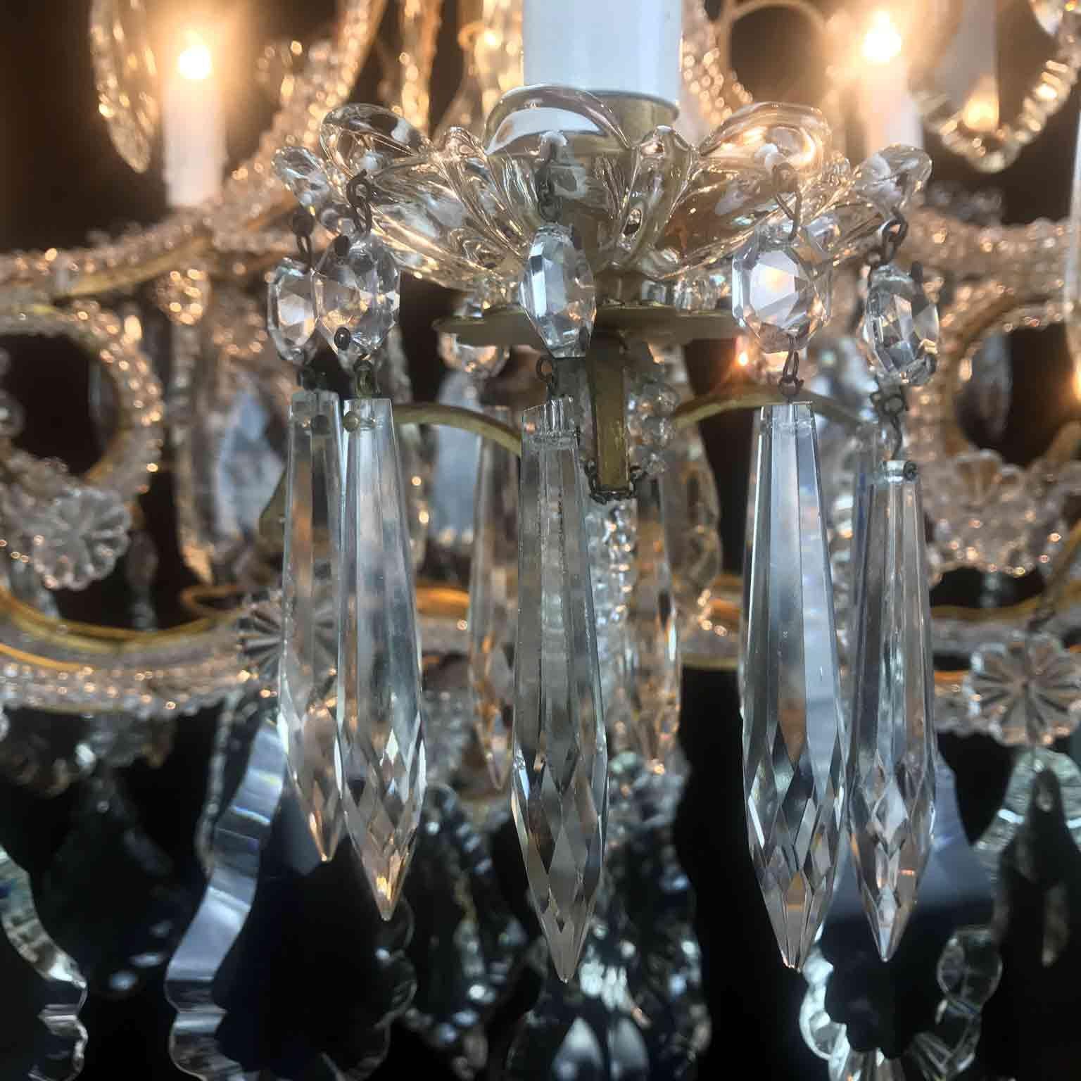 20th Century Beaded Crystal Cage Chandelier Two-Tier Nine-Light Italian Pendant 7