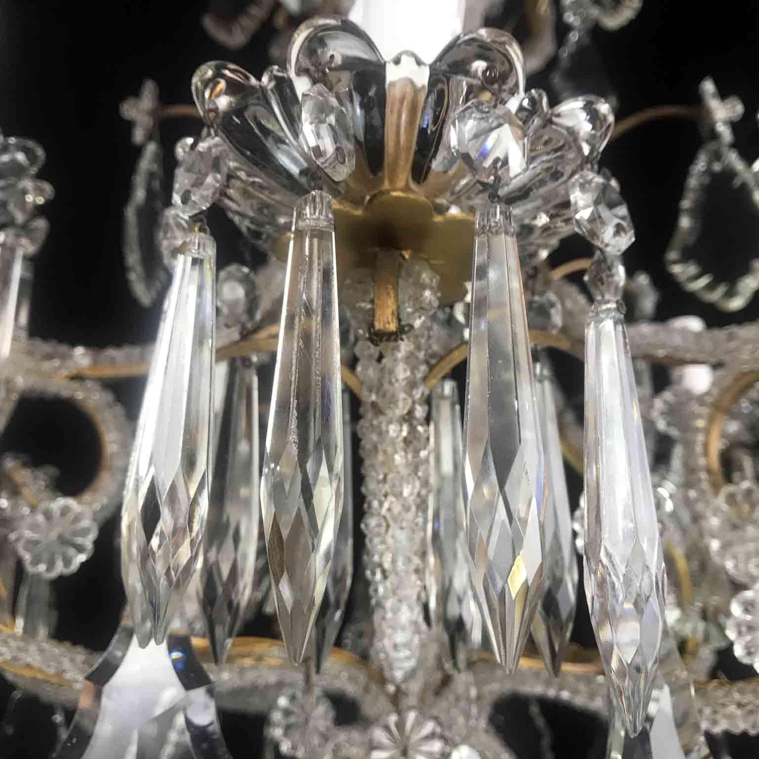 20th Century Beaded Crystal Cage Chandelier Two-Tier Nine-Light Italian Pendant 11