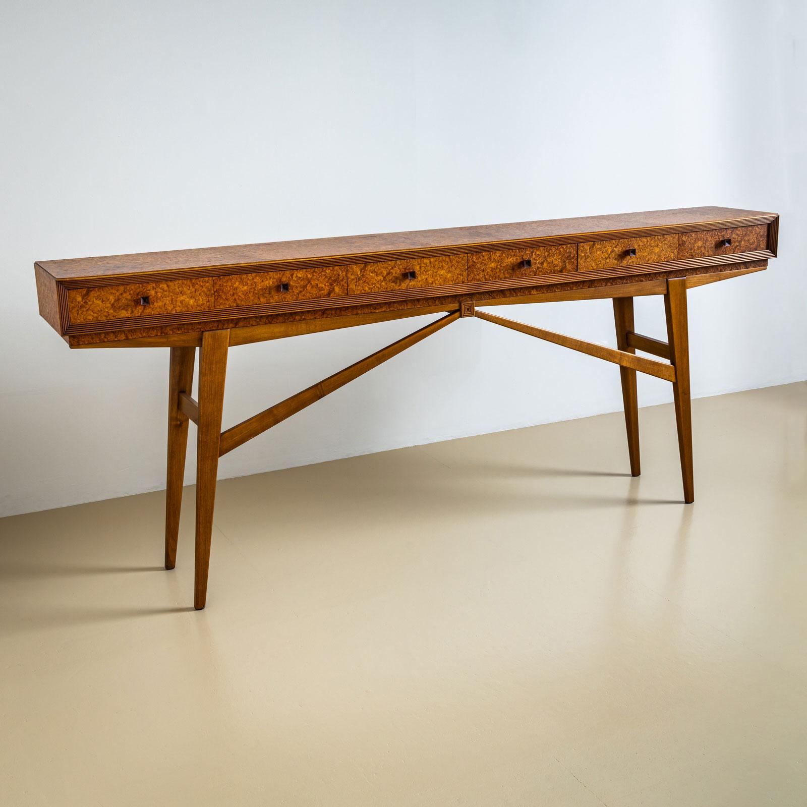 Italian 20th-Century Console Table with Burl Veneer 5