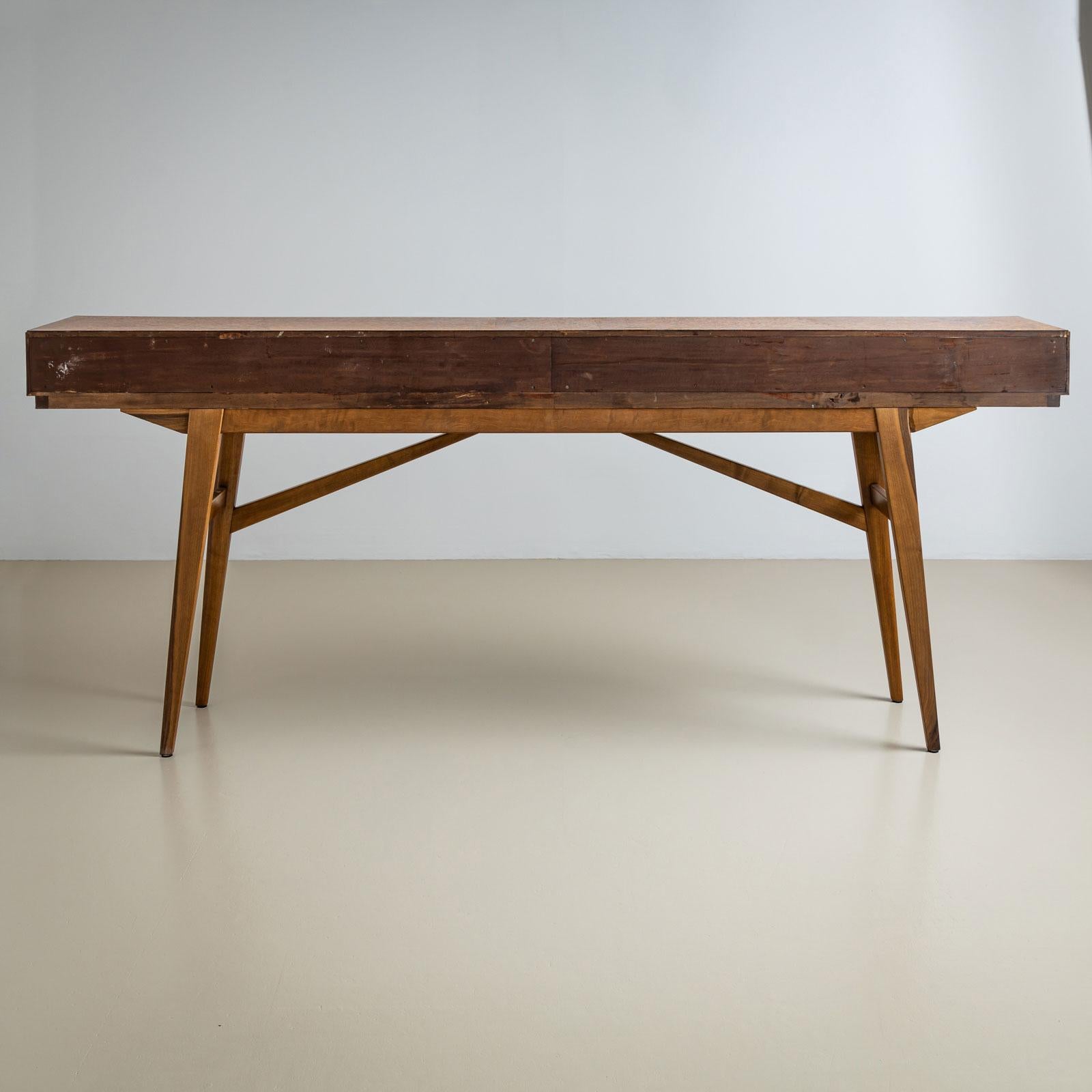 Italian 20th-Century Console Table with Burl Veneer 1