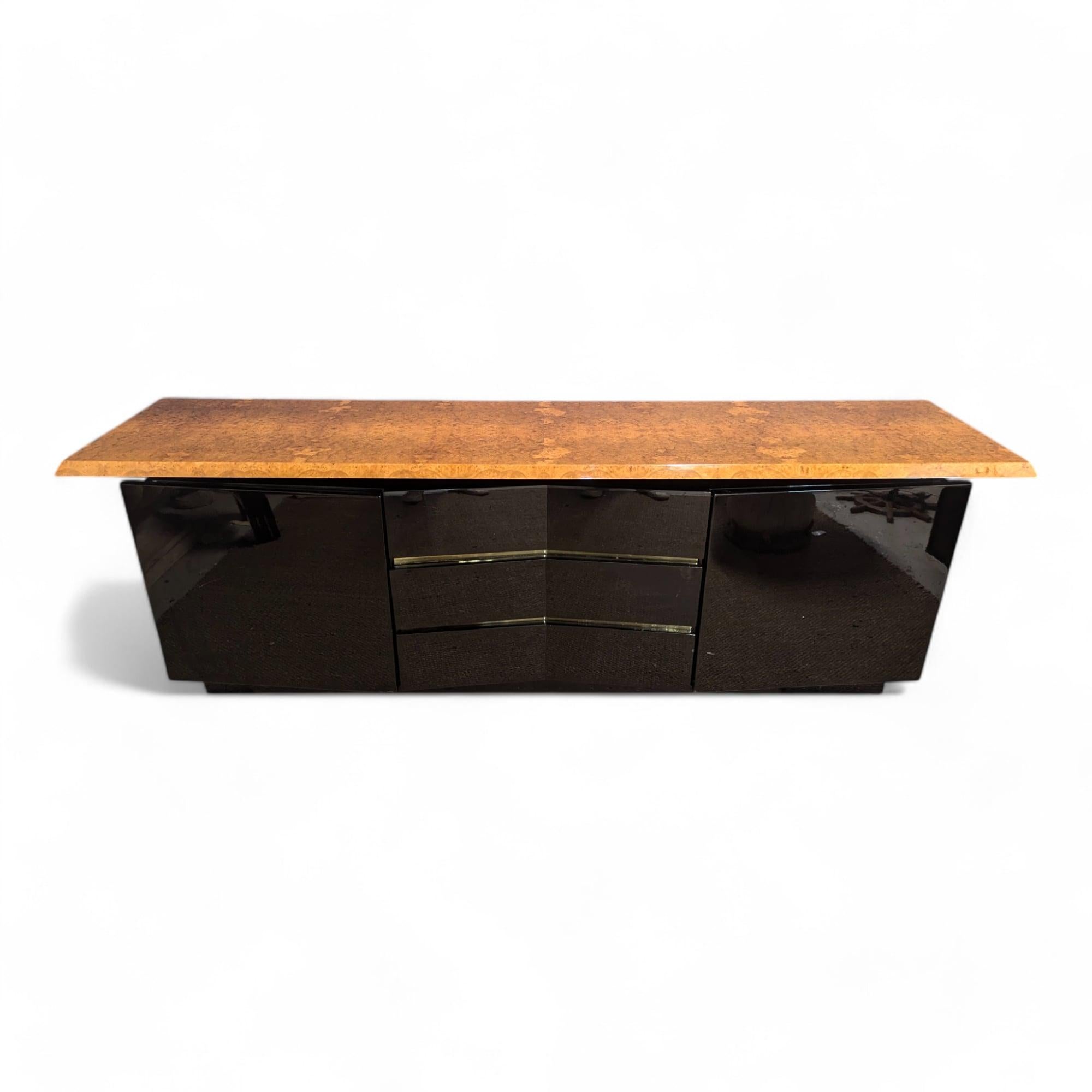 Italian 20th Century Elm Burl by Jean Claude Mahey Mid-Century Modern Sideboard 1