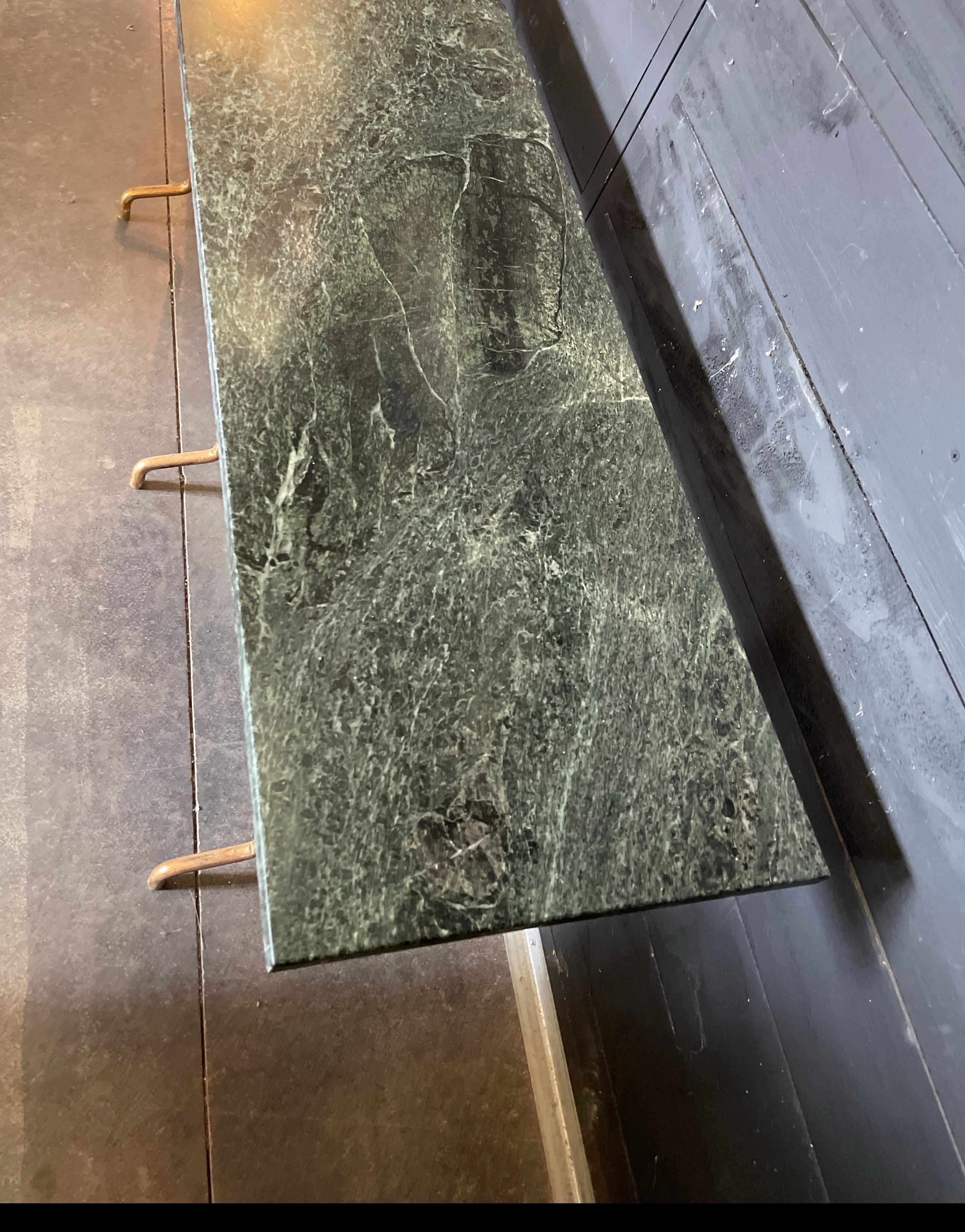 Italian 20th Century Giovanni Banci Hammered Gilt Iron Console With Marble Top. For Sale 2