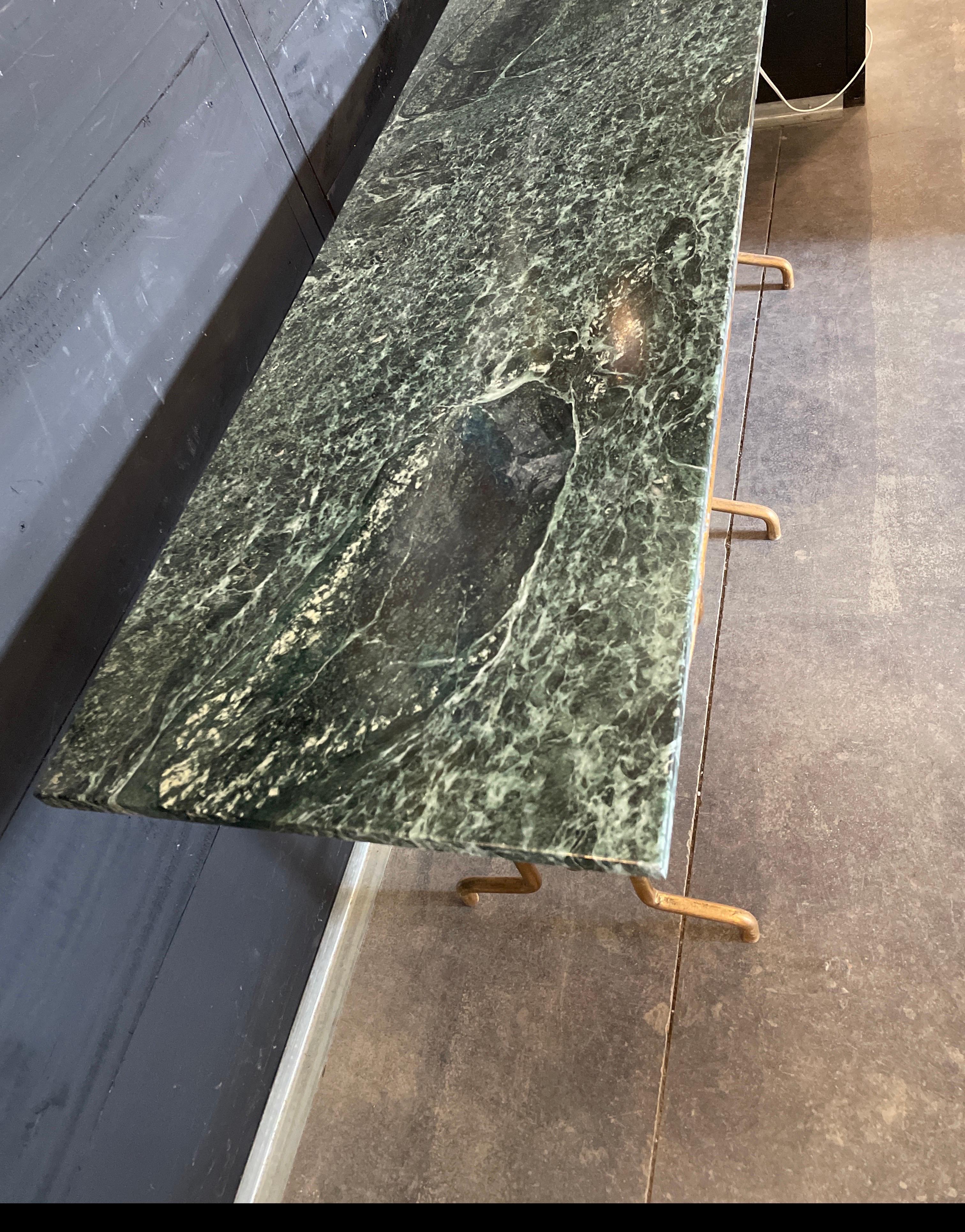 Italian 20th Century Giovanni Banci Hammered Gilt Iron Console With Marble Top. For Sale 3