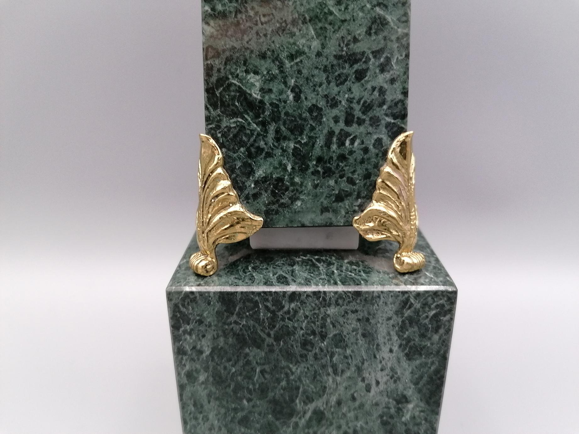 Italian 20th Century Green Marble and Sterling Silver Obelisks For Sale 3