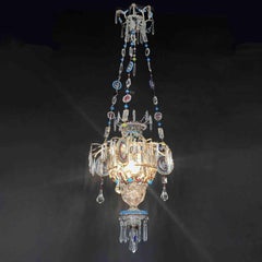 Italian Hall Lantern 20th Century Beaded Crystal Glass One-Light Pendant