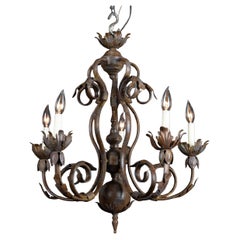 Italian 20th Century Iron and Tole Chandelier