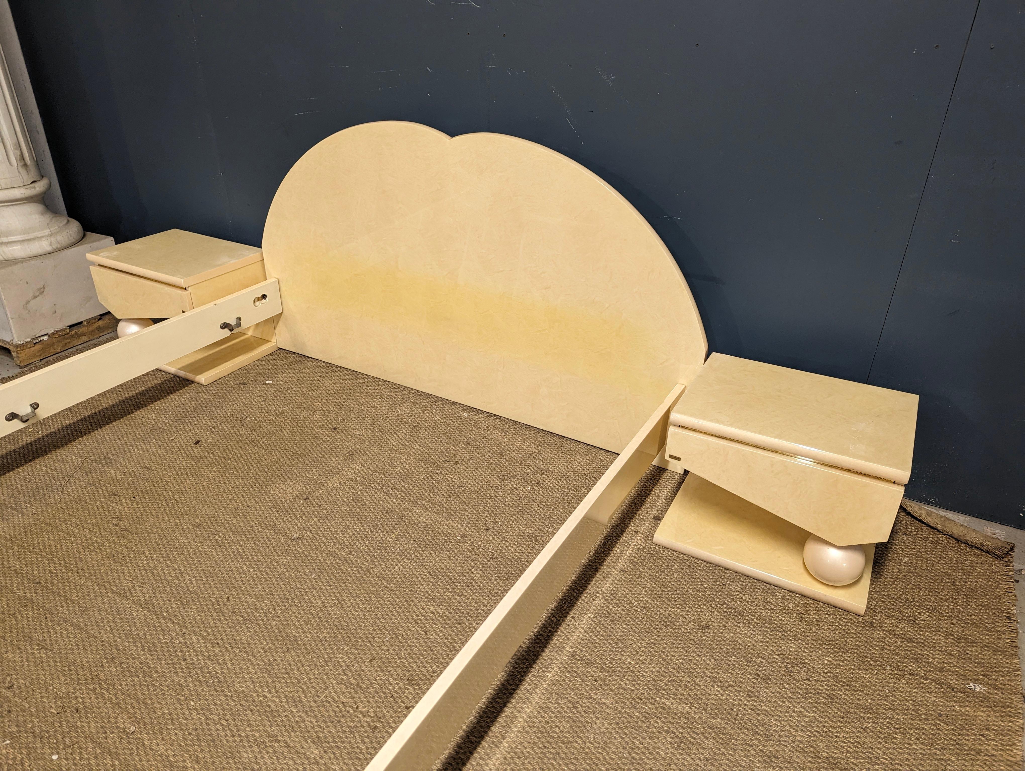 Late 20th Century Italian 20th Century Lacquered by Jean Claude Mahey Mid-Century Modern Bed Frame For Sale