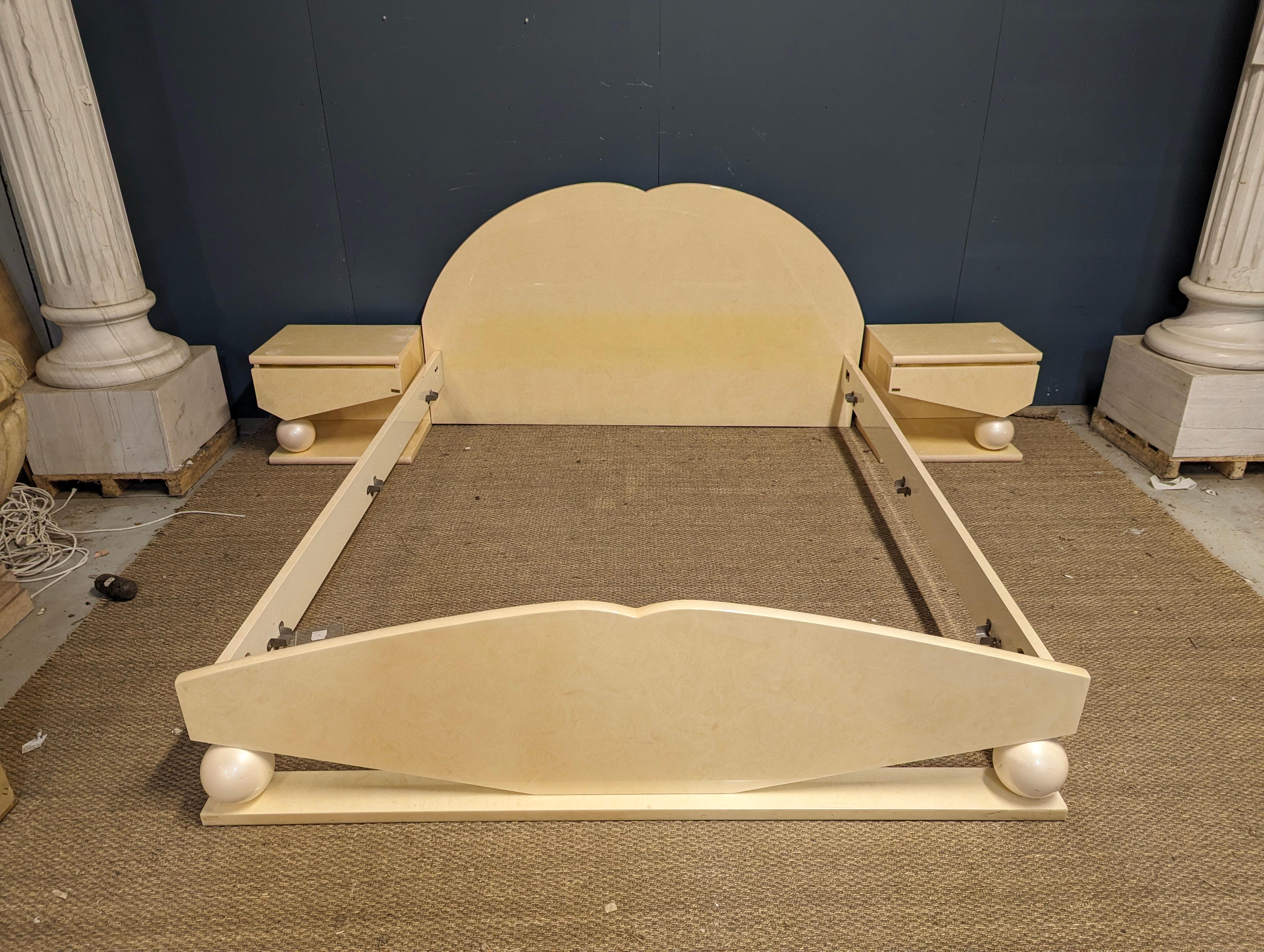 Italian 20th Century Lacquered by Jean Claude Mahey Mid-Century Modern Bed Frame For Sale 1