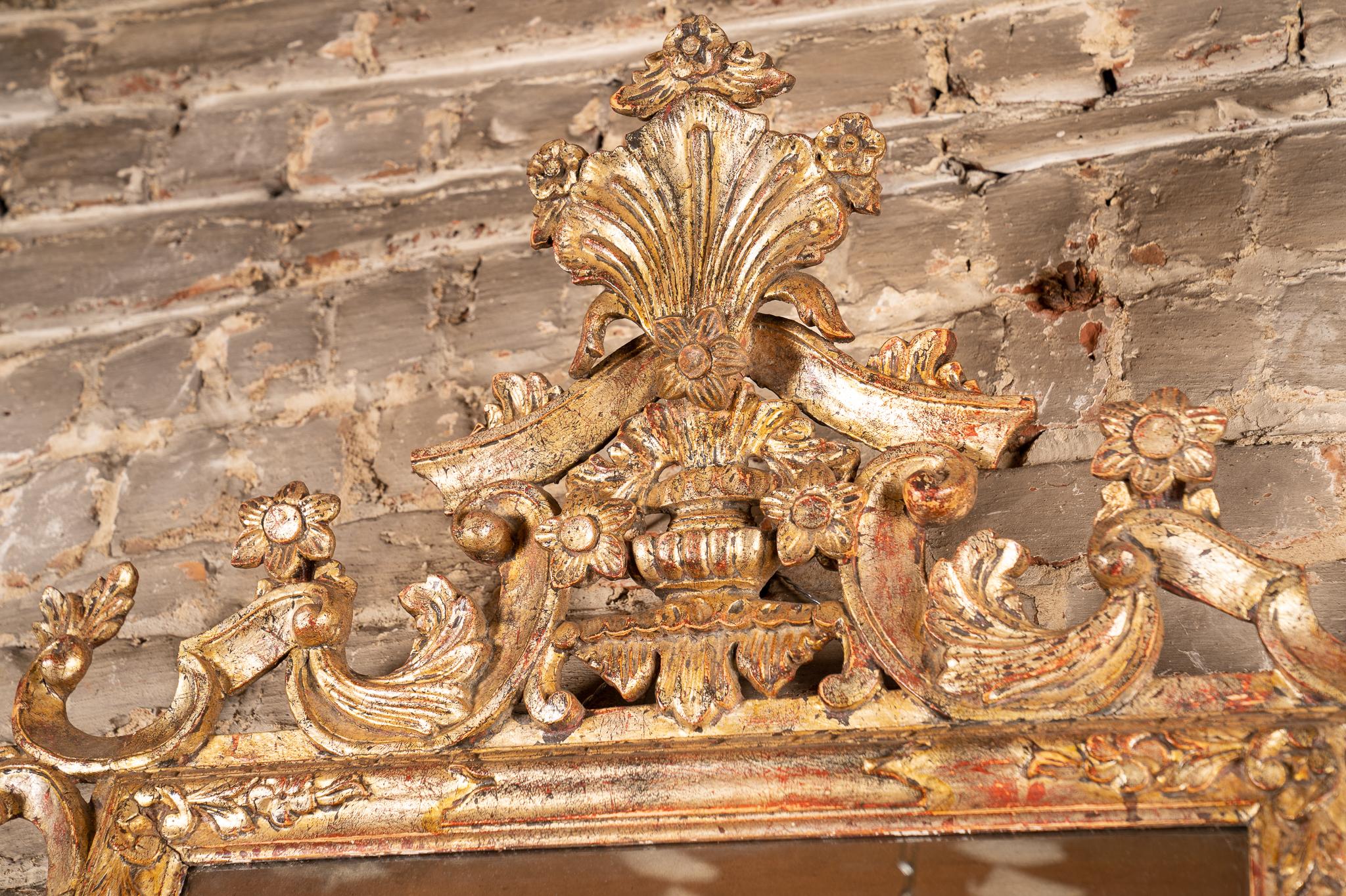 Specchio italiano del XX secolo, argento e foglia d'oro In condizioni buone in vendita a New Orleans, LA