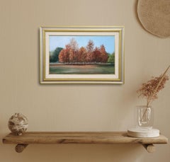 Italian 20th Century Oil Painting on Canvas Cardboard, Autumn Landscape