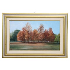 Italian 20th Century Oil Painting on Canvas Cardboard, Autumn Landscape
