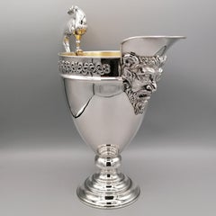 Italienischer massiver 800er Silberkrug im Renaissance-Stil des 20. Jahrhunderts