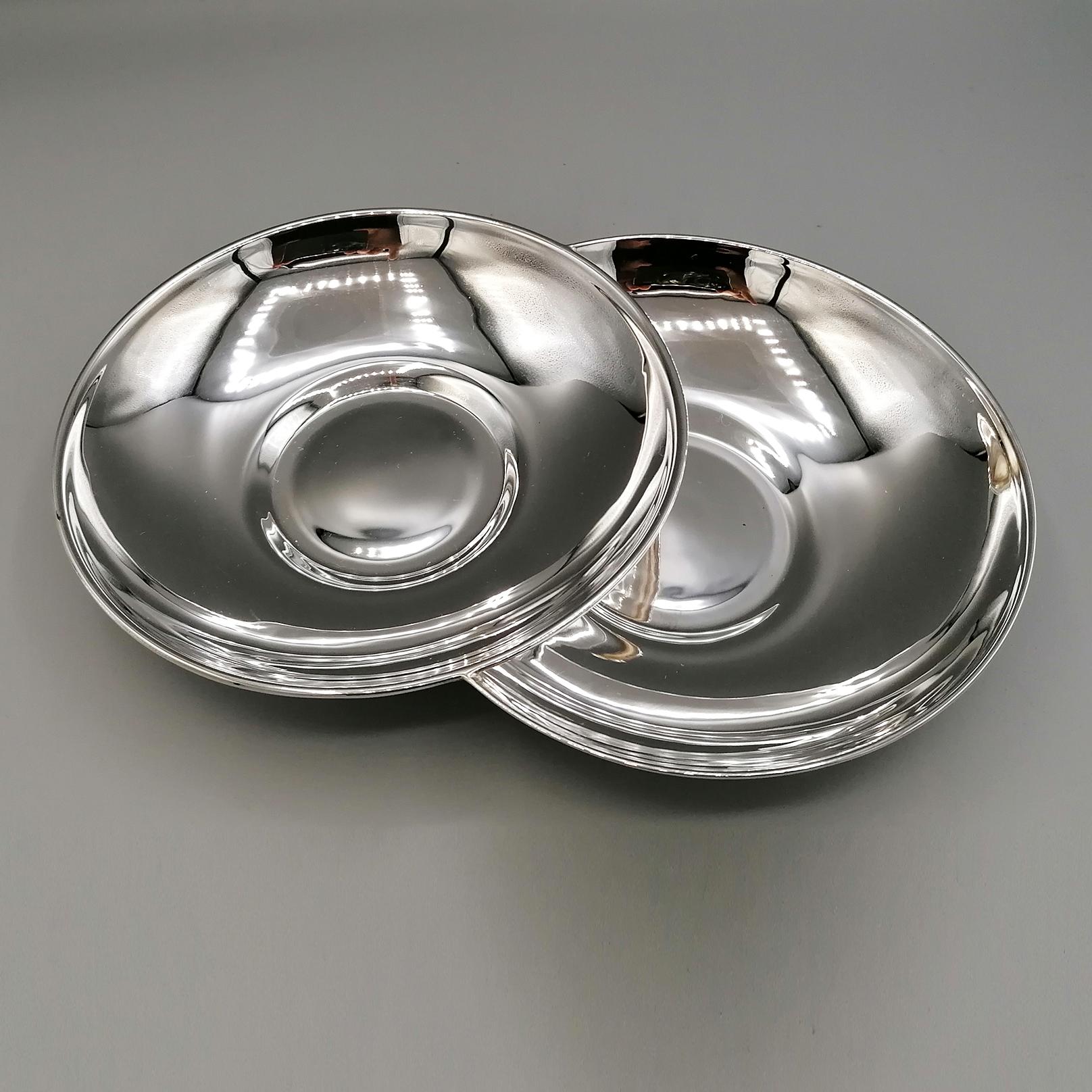 Italian 20th Century Solid Silver Breakfast Cup with Double Saucer and Spoon For Sale 6