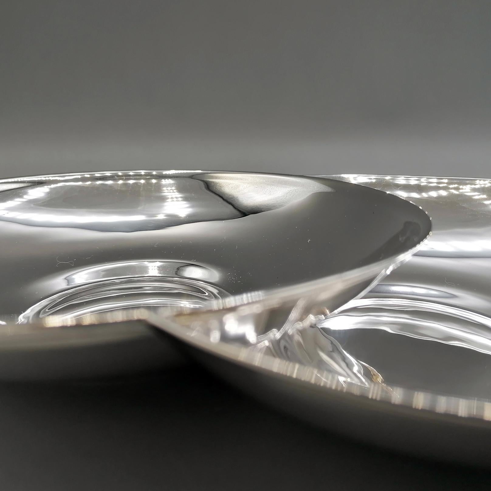 Italian 20th Century Solid Silver Breakfast Cup with Double Saucer and Spoon For Sale 7