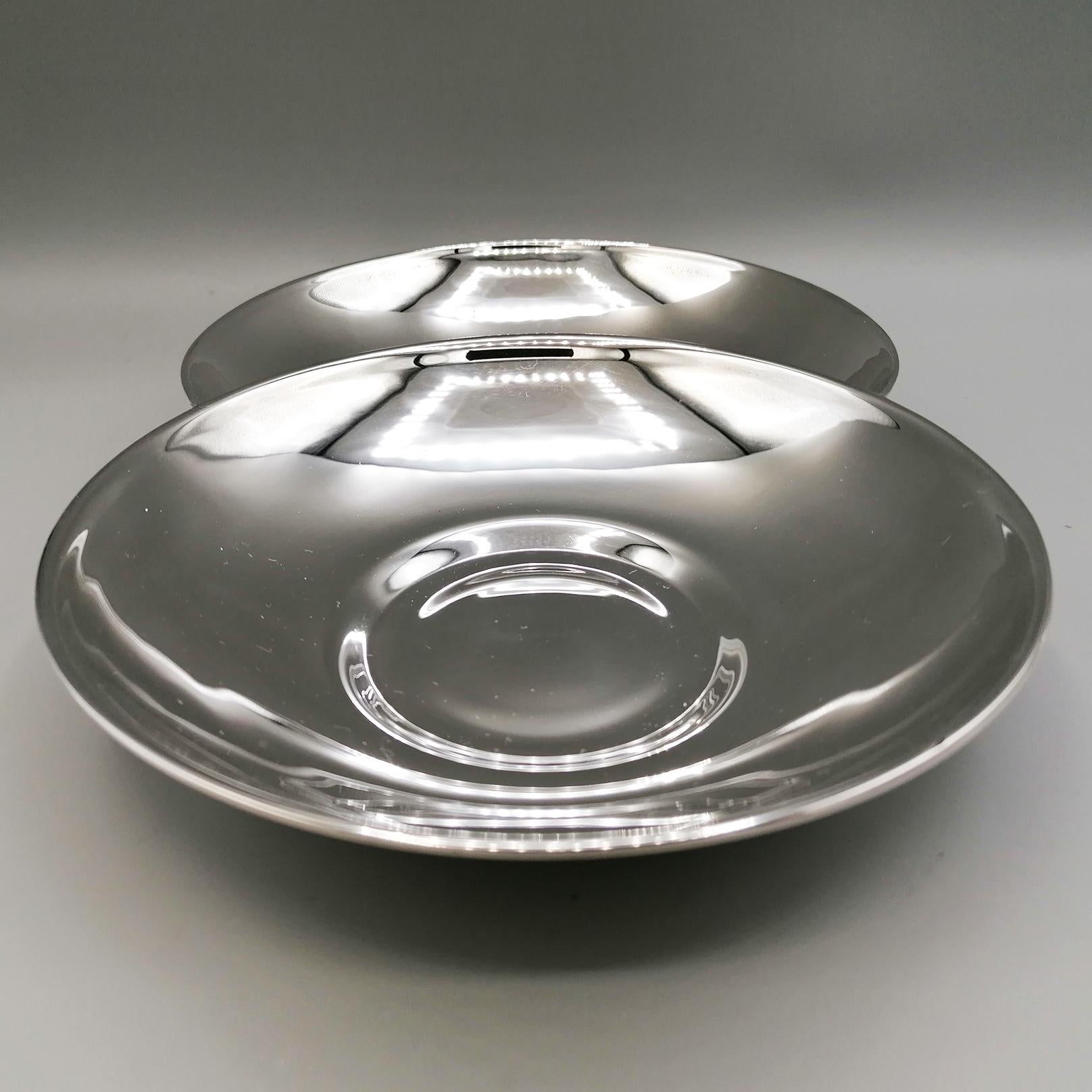 Italian 20th Century Solid Silver Breakfast Cup with Double Saucer and Spoon For Sale 9