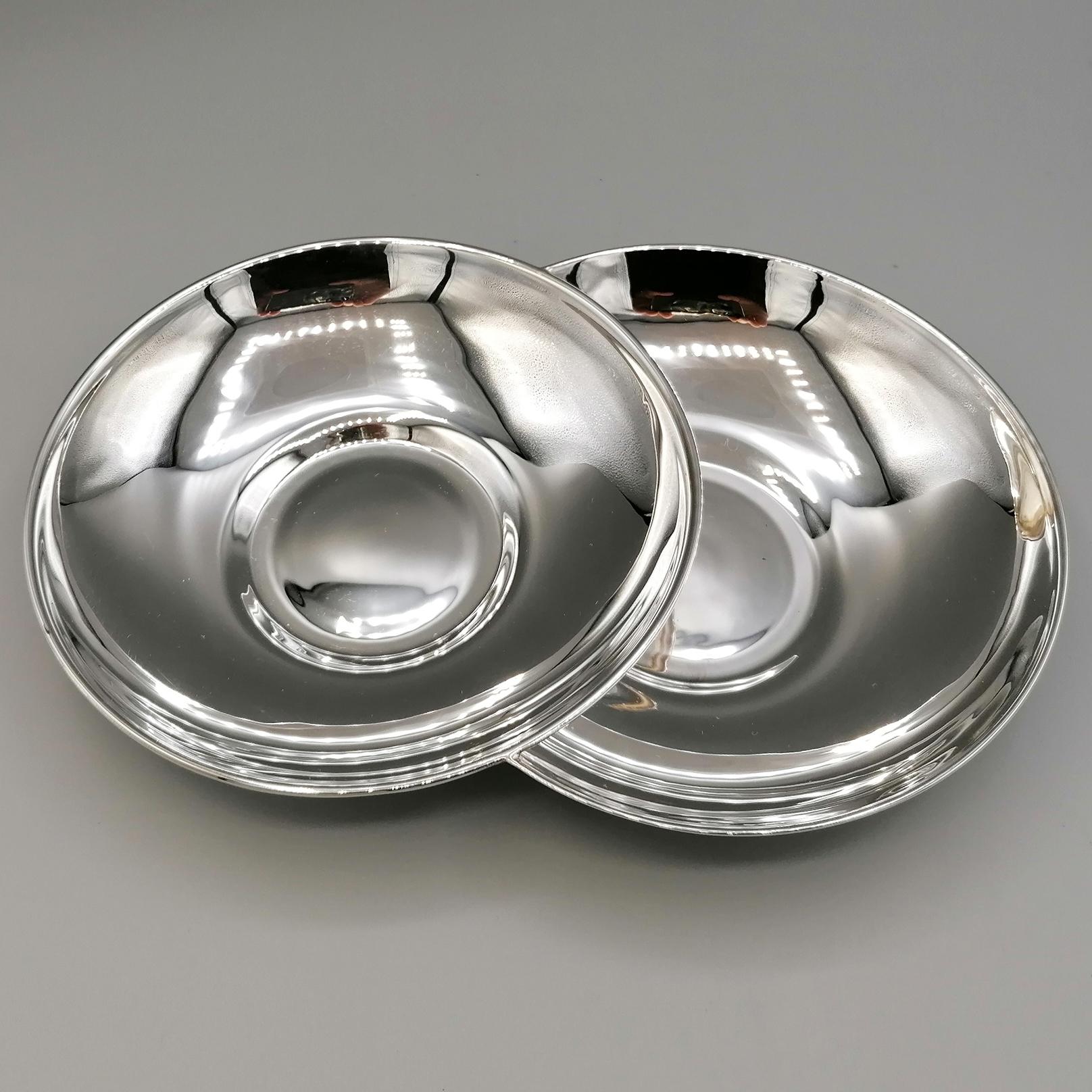 Italian 20th Century Solid Silver Breakfast Cup with Double Saucer and Spoon For Sale 9