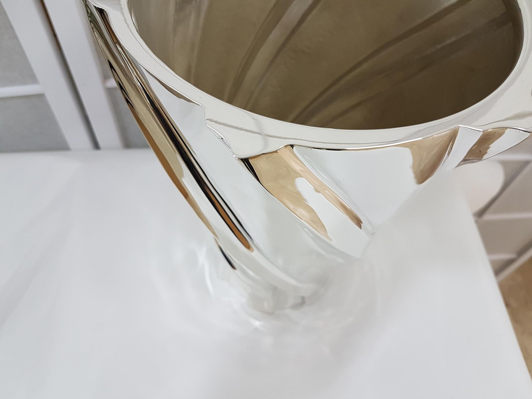 Modern Italian 20th Century Sterling Silver Torchon Vase For Sale