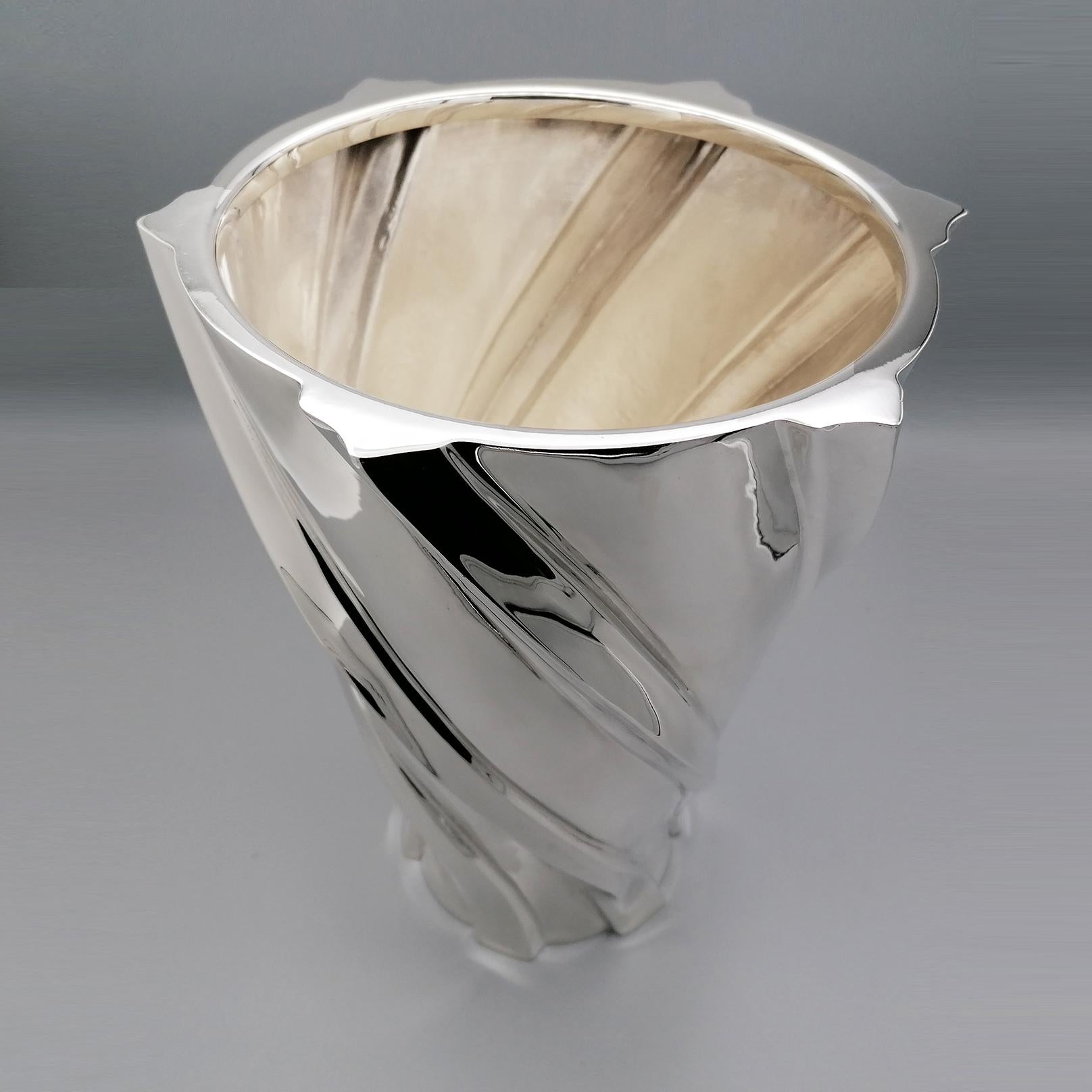 Italian 20th Century Sterling Silver Torchon Vase For Sale 1