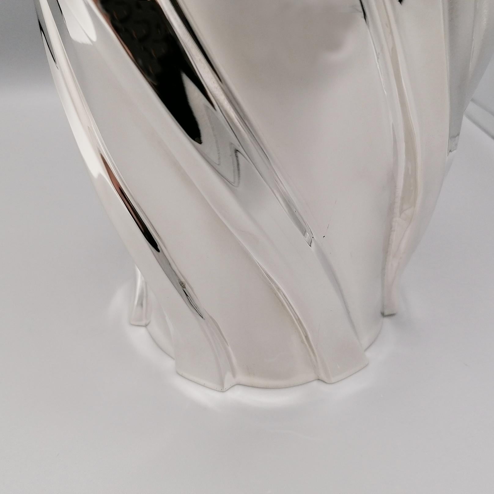 Late 20th Century Italian 20th Century Sterling Silver Torchon Vase For Sale