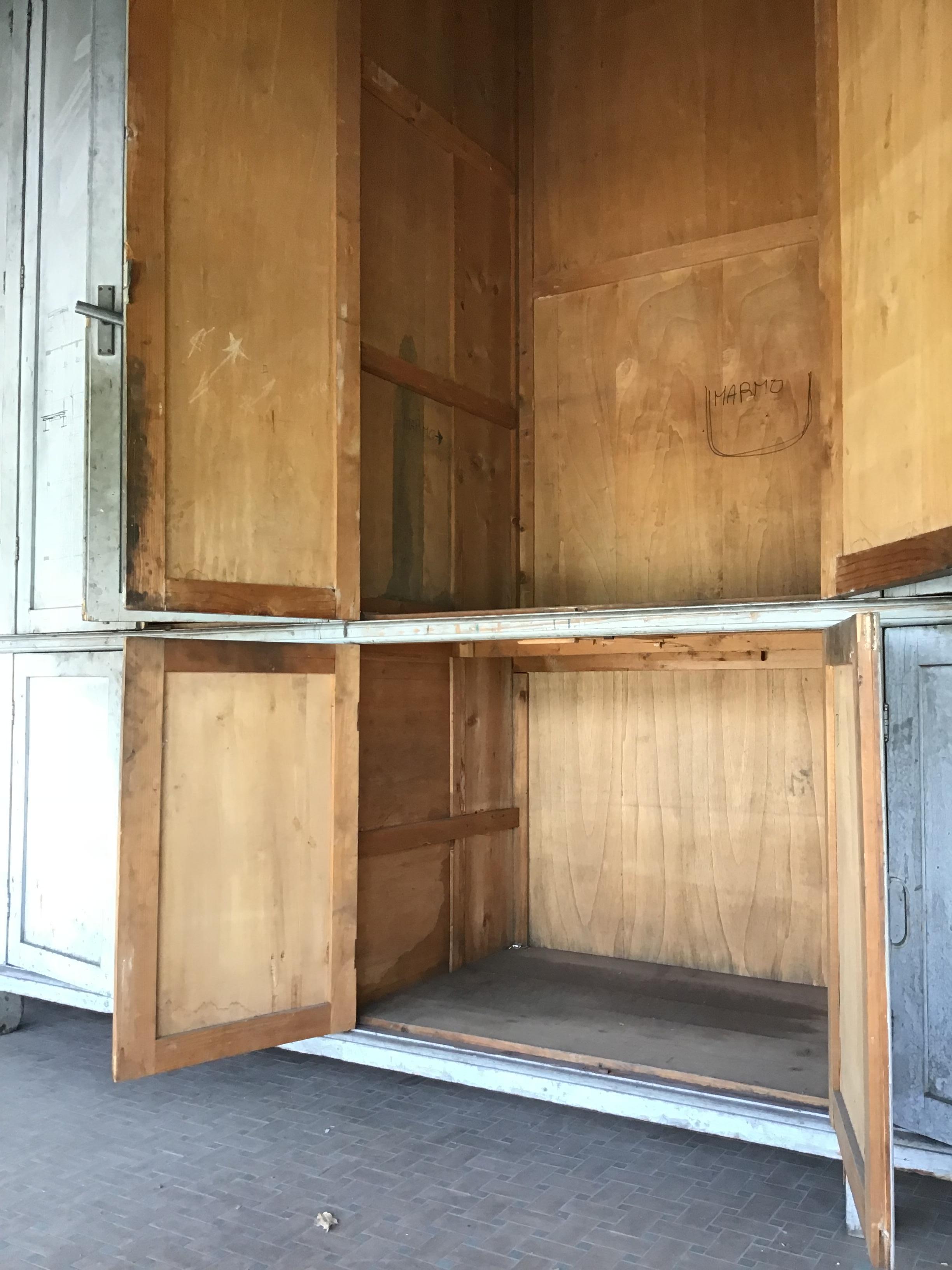 Italian 20th Century Very Large Industrial Cabinet or Wardrobe in Painted Wood For Sale 5