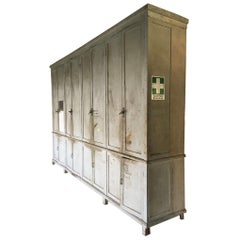 Vintage Italian 20th Century Very Large Industrial Cabinet or Wardrobe in Painted Wood