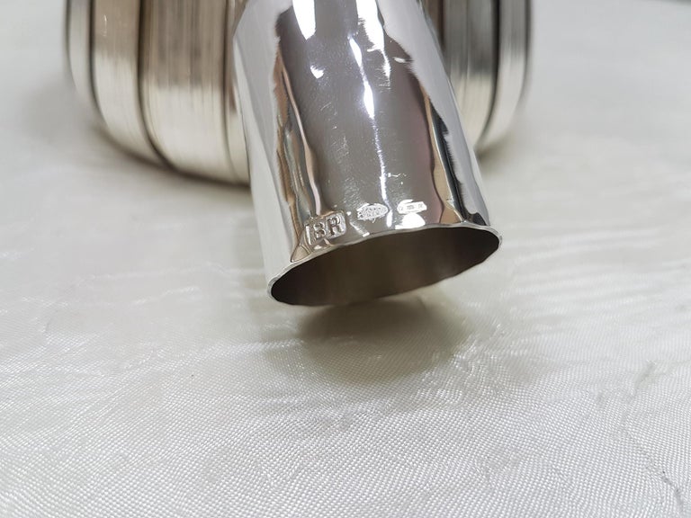Italian 20th Century White Glass Wine Fiasc Covered in 800 Solid Silver ...