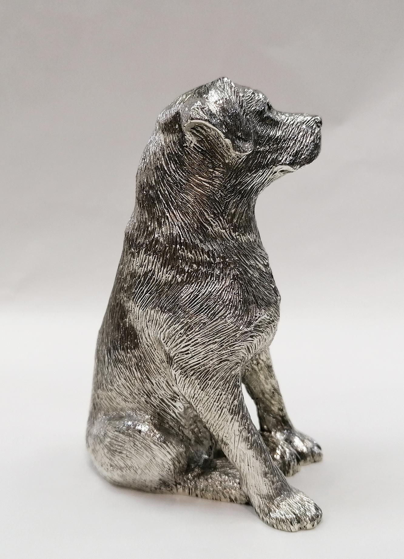 Late 20th Century Italian Sterling Silver Dog Labrador Retriever by Arval Argenti Valenza