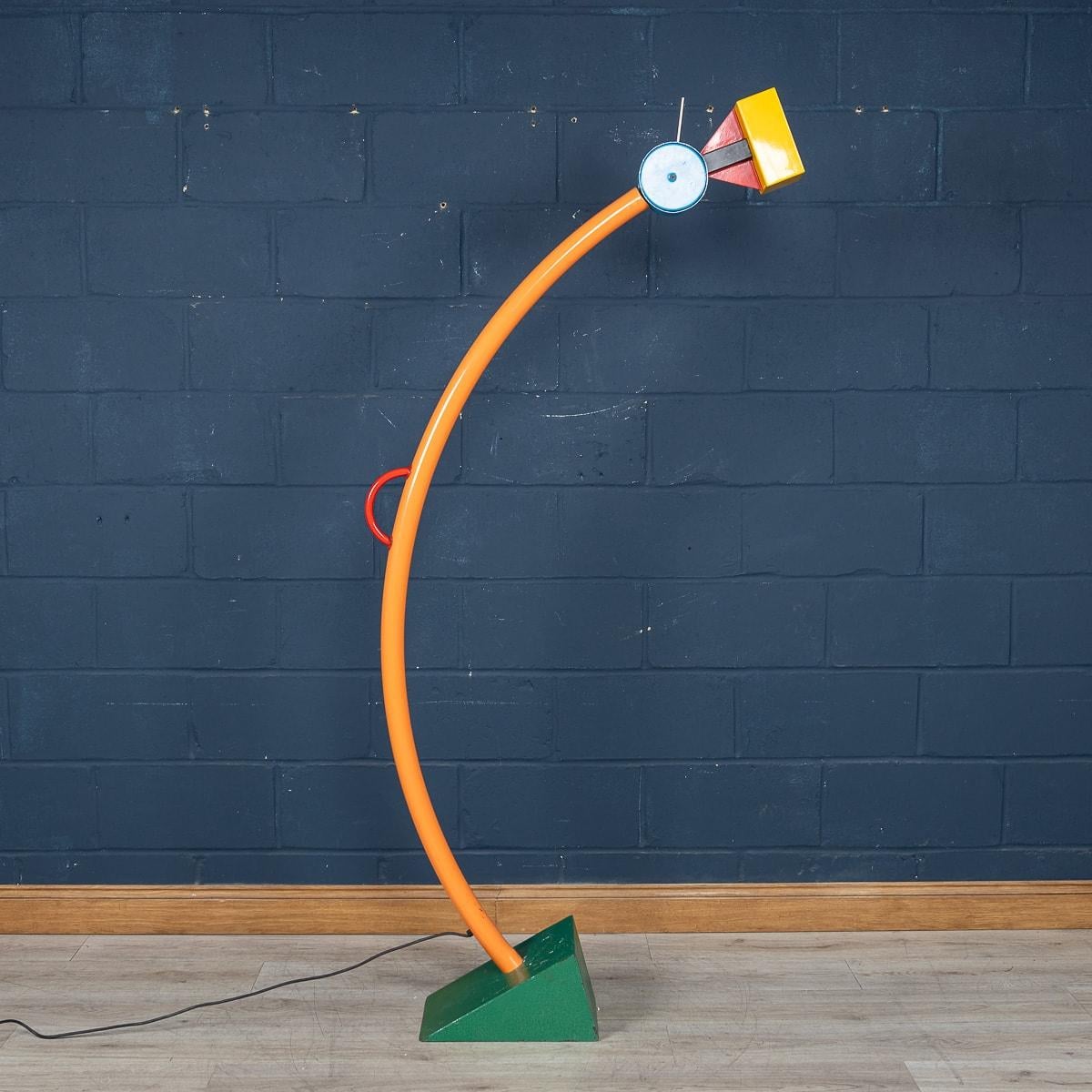 Originally designed by Ettore Sottsass for his company Memphis Milano in 1981, the Treetops floor lamp has since become an icon of the Memphis design movement. Constructed from painted metal, the lamp perfectly balances irony and charm to create a