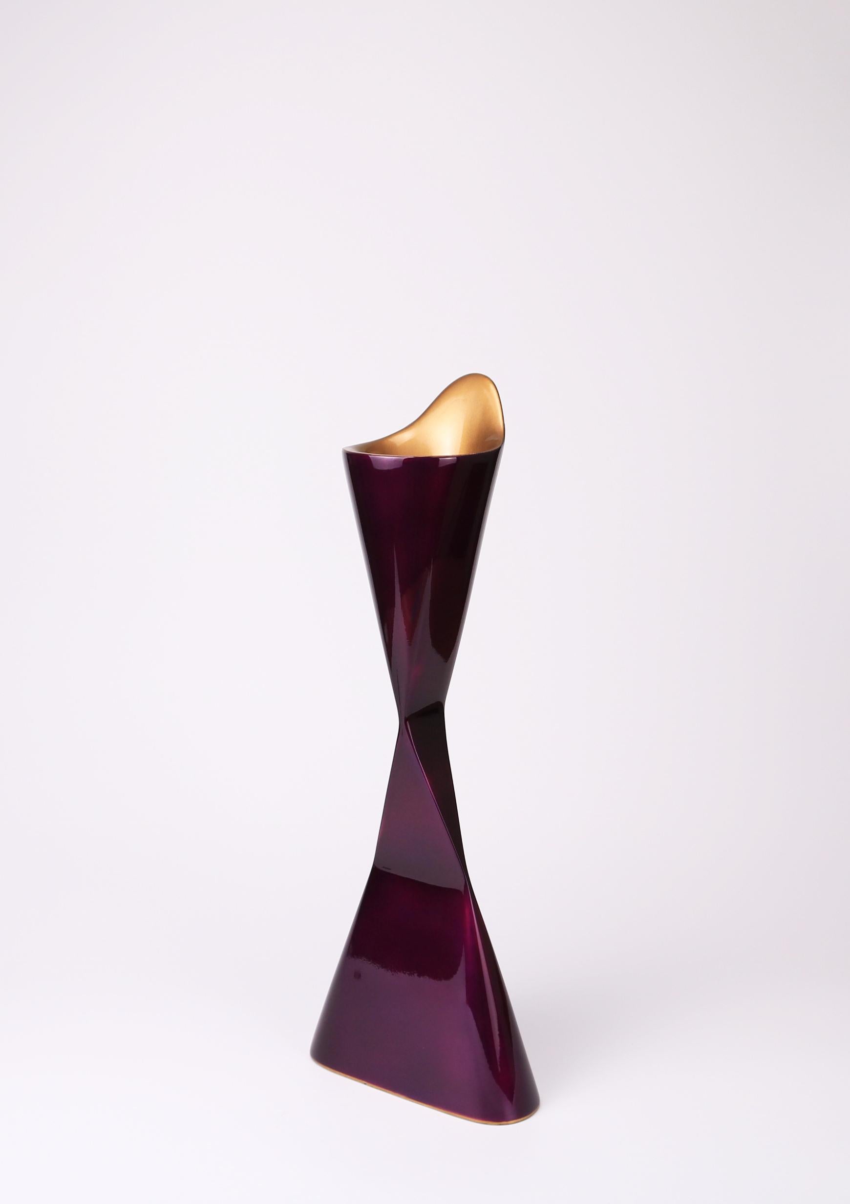 Contemporary Italian 21st Century, Transparent Purple and Copper Lacquered Ceramic Sculpture For Sale