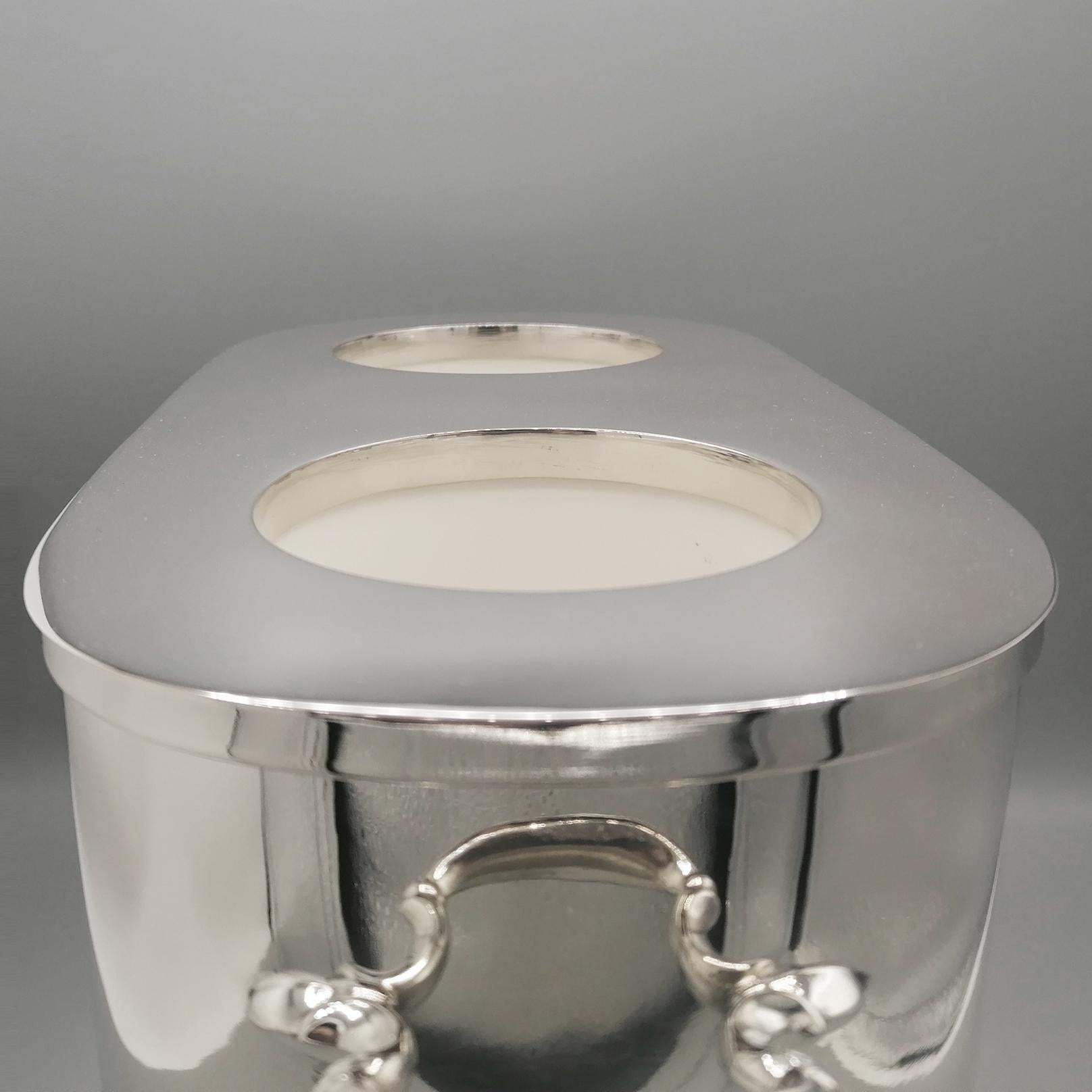 Italian 21st Century Glacette for 2 Bottles of Champagne in Solid 800 Silver For Sale 5