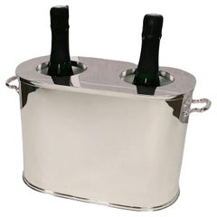 Retro Italian 21st Century Glacette for 2 Bottles of Champagne in Solid 800 Silver