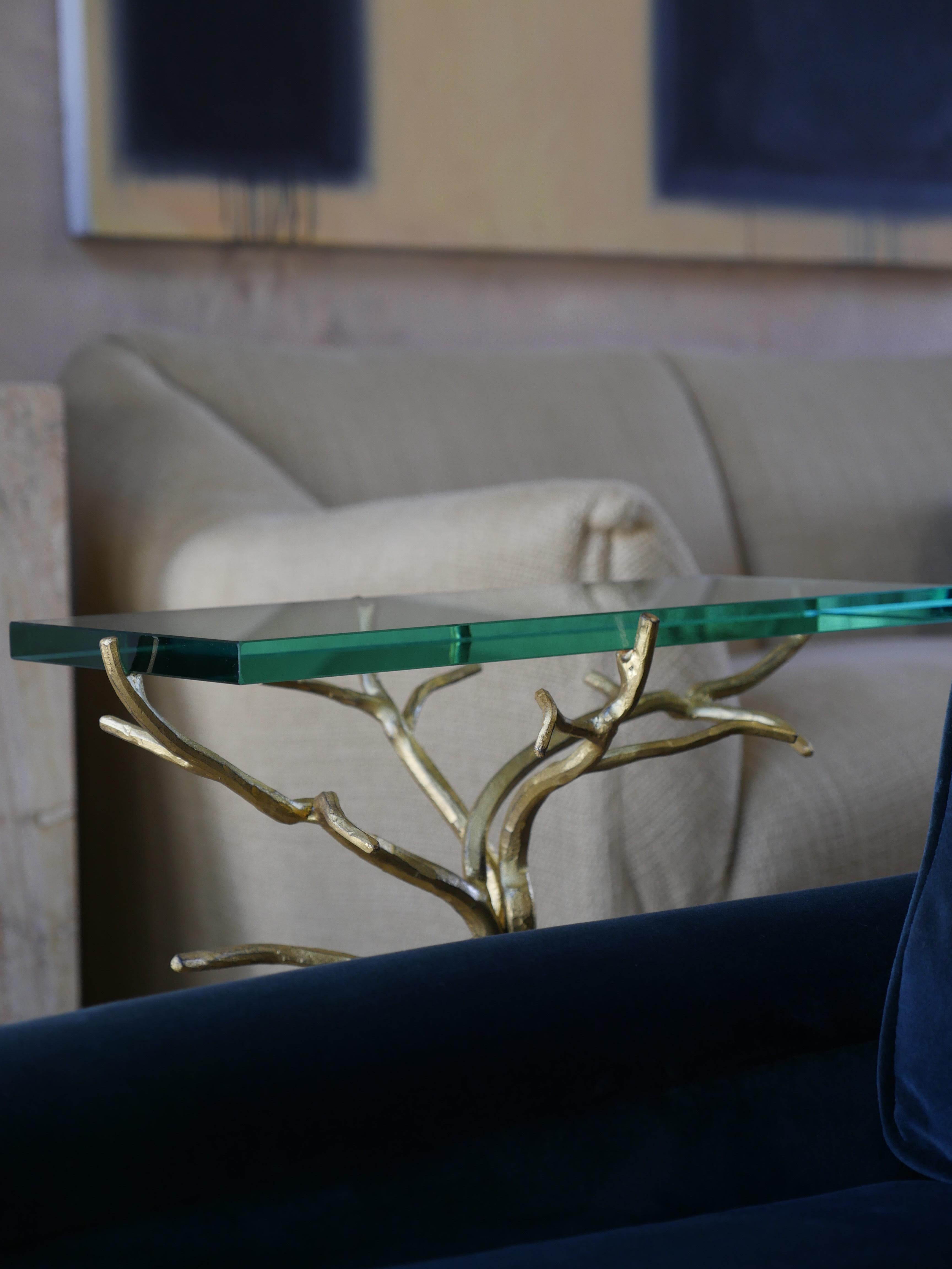 Italian 22k Gold Leaf and Glass Side Tables - Set of 2 For Sale 4