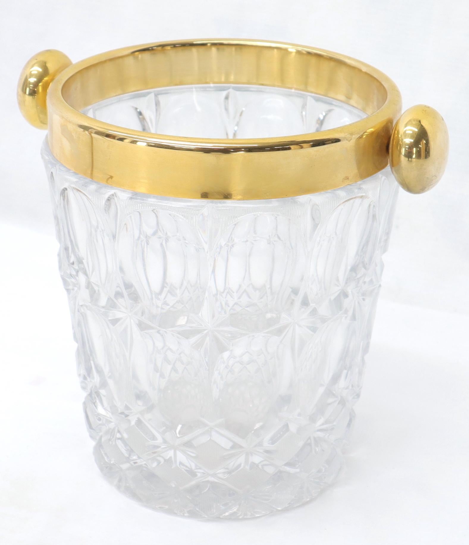 Italian 24-Karat Gold-Plated Cut Glass Champagne Stand Cooler Serving Bucket 9