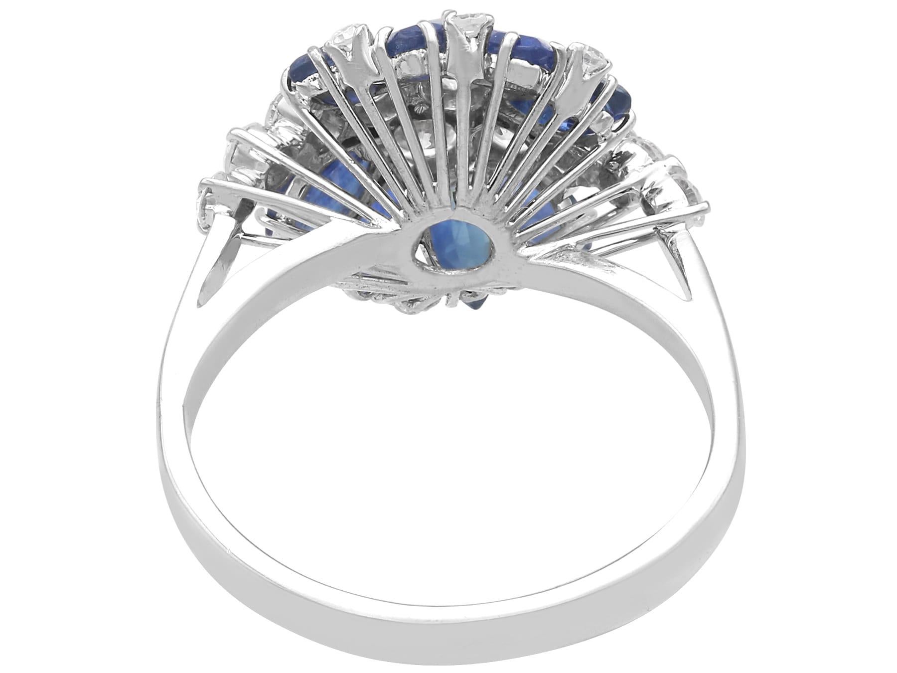 Anello italiano con zaffiro da 2,50 carati e diamante da 0,70 carati in oro bianco 18k Circa 1960 in vendita 5