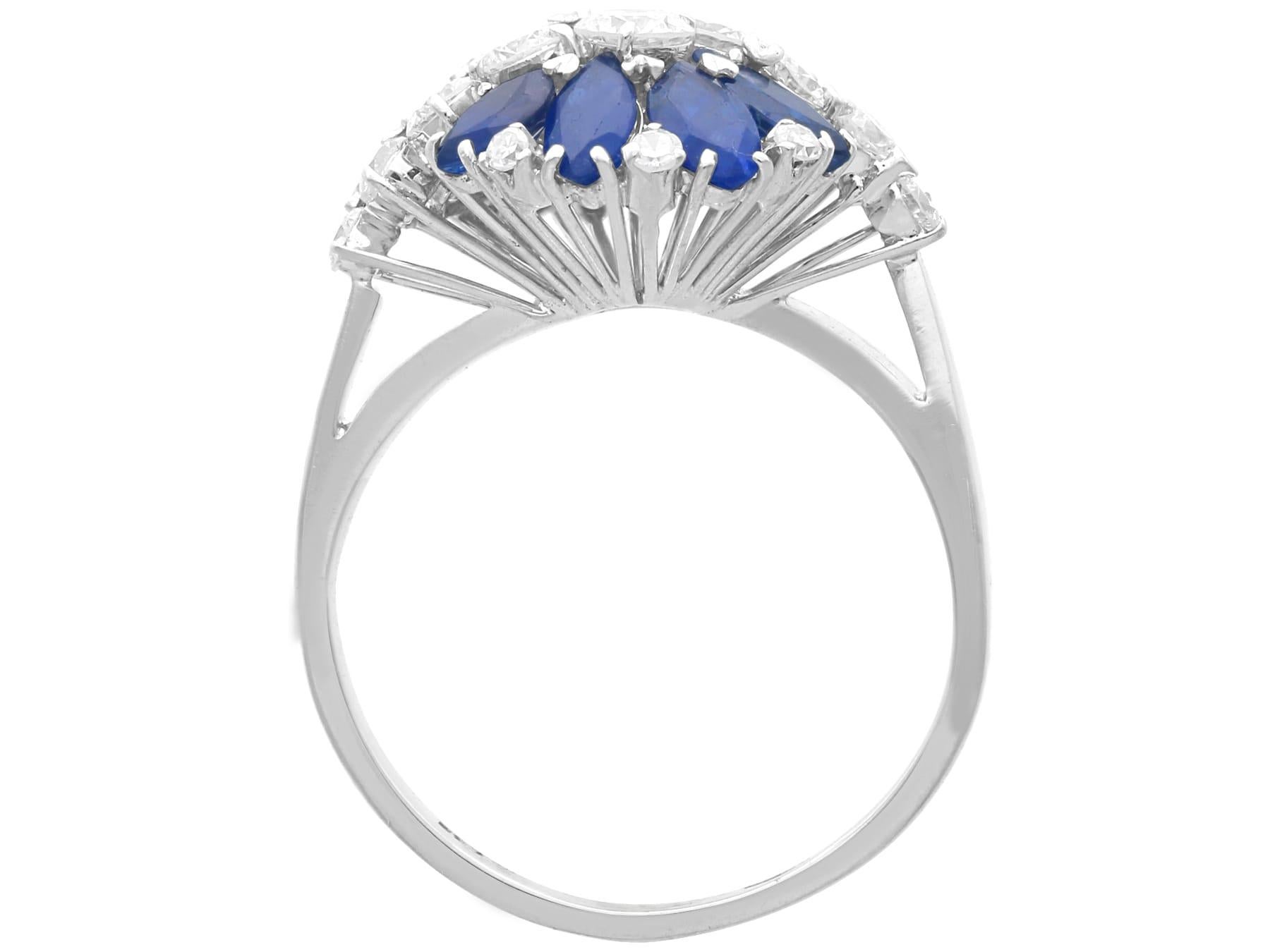 Anello italiano con zaffiro da 2,50 carati e diamante da 0,70 carati in oro bianco 18k Circa 1960 in vendita 6
