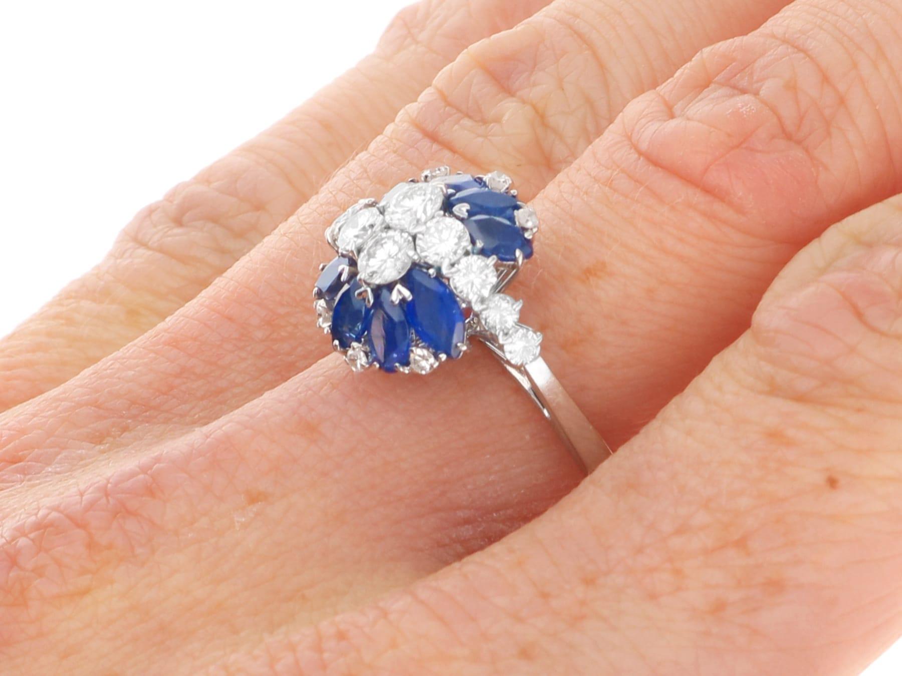 Anello italiano con zaffiro da 2,50 carati e diamante da 0,70 carati in oro bianco 18k Circa 1960 in vendita 11