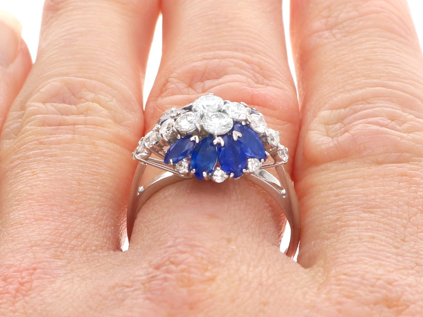 Anello italiano con zaffiro da 2,50 carati e diamante da 0,70 carati in oro bianco 18k Circa 1960 in vendita 12