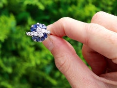 Italian 2.50 Carat Sapphire 0.70 Carat Diamond 18k White Gold Ring Circa 1960