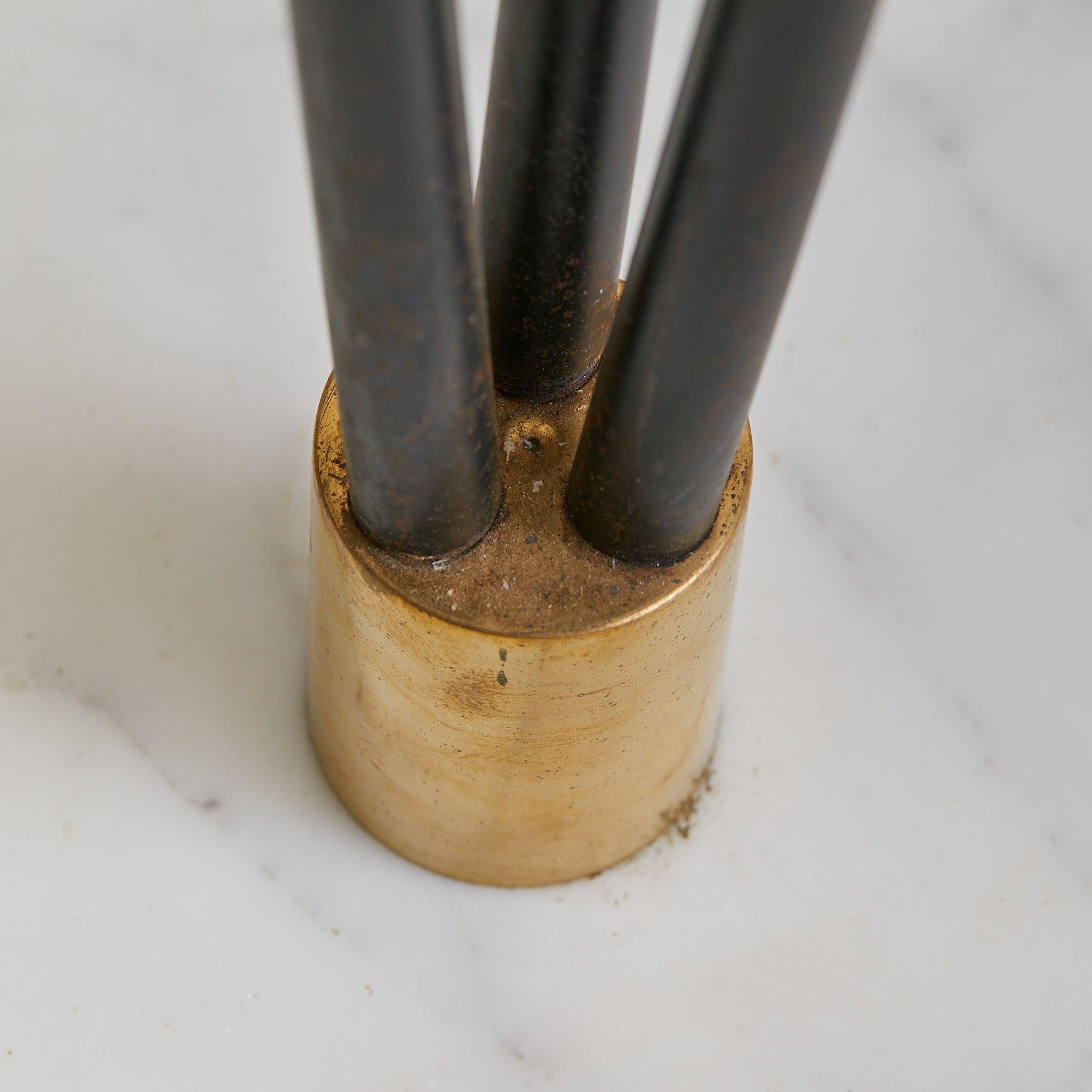 Italian 3-Arm Black Metal Floor Lamp with Opaline Diffusers, 1950s For Sale 5