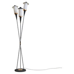 Italian 3-Arm Metal Star Motifs Floor Lamp in the Manner of Stilnovo, 1950s