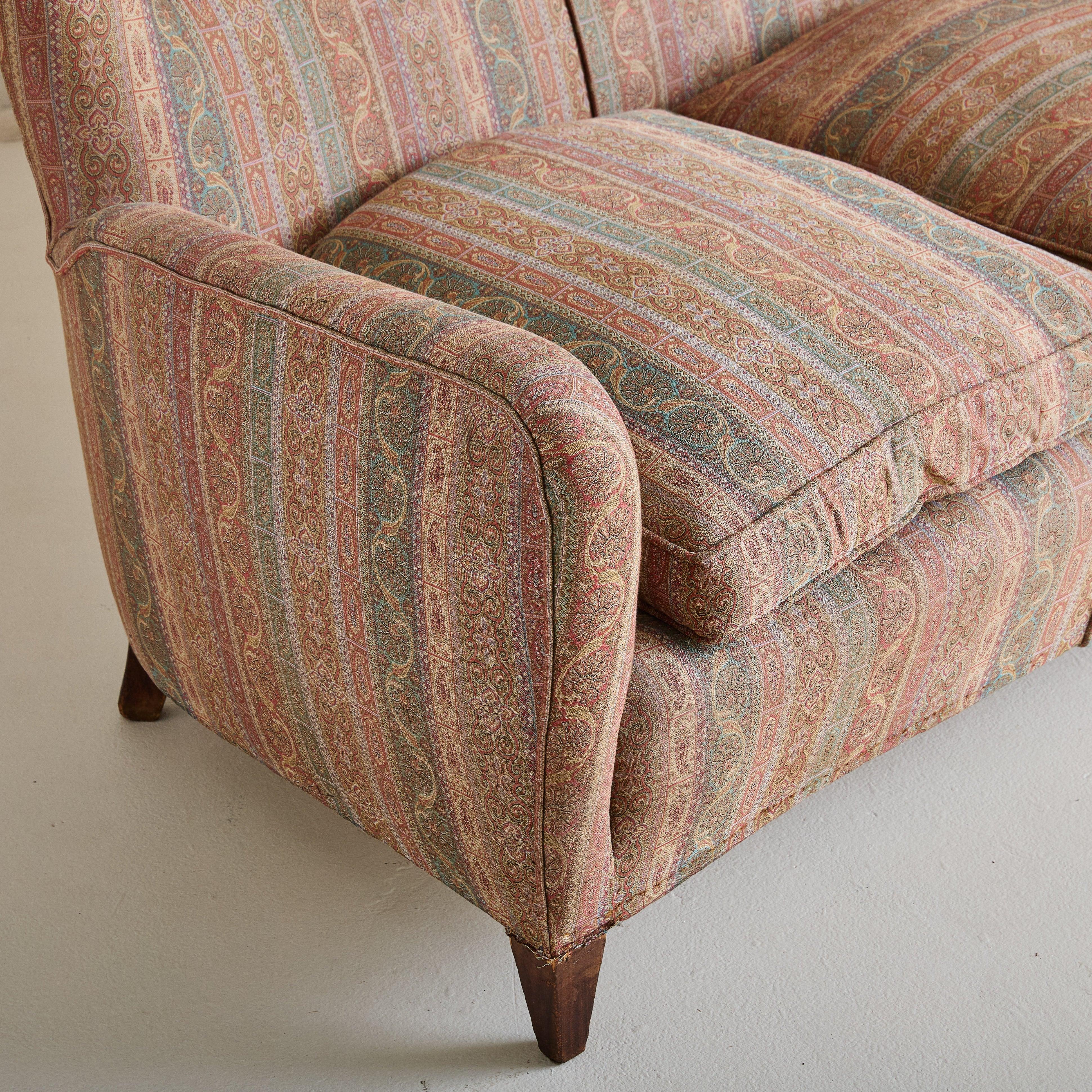 Italian 3-Seat Sofa with Original Paisley Upholstery, 1960s (Italienisch) im Angebot