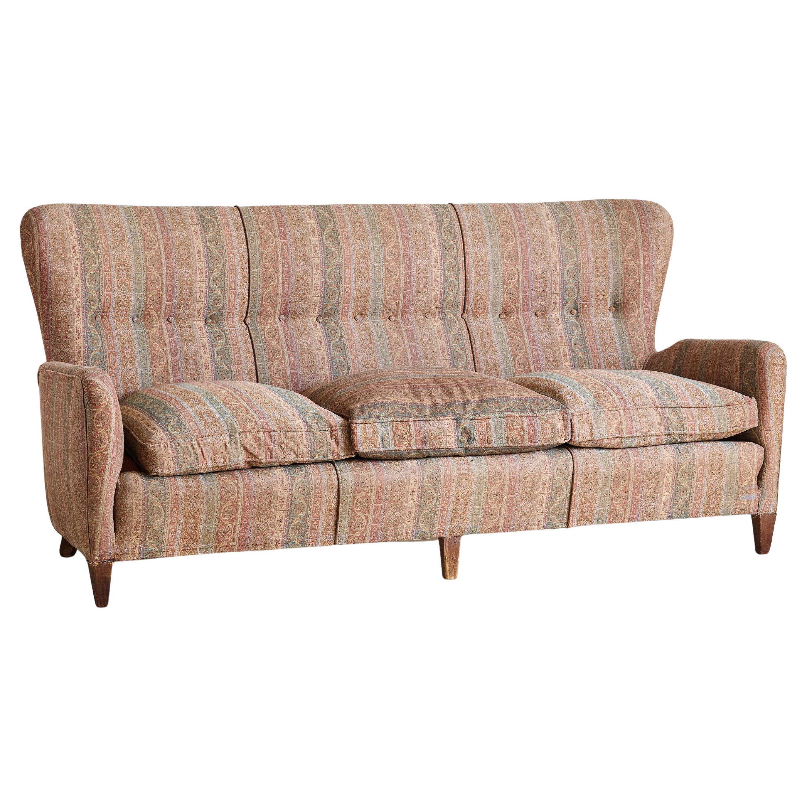 Italian 3-Seat Sofa with Original Paisley Upholstery, 1960s