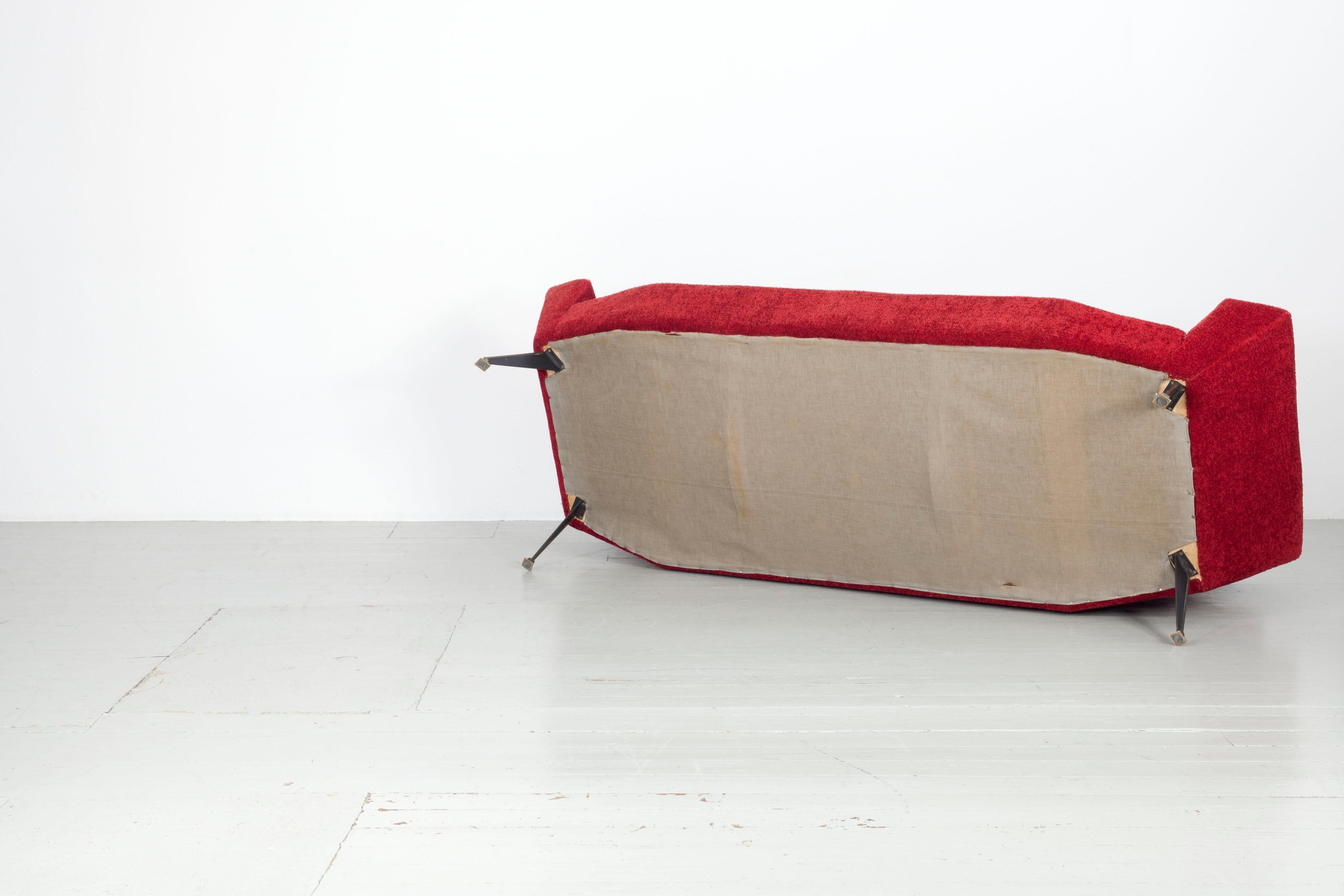 Brass Italian 3 Seater Sofa from the 1950s, Design Lenzi, Studio Tecnico A.P.A. For Sale