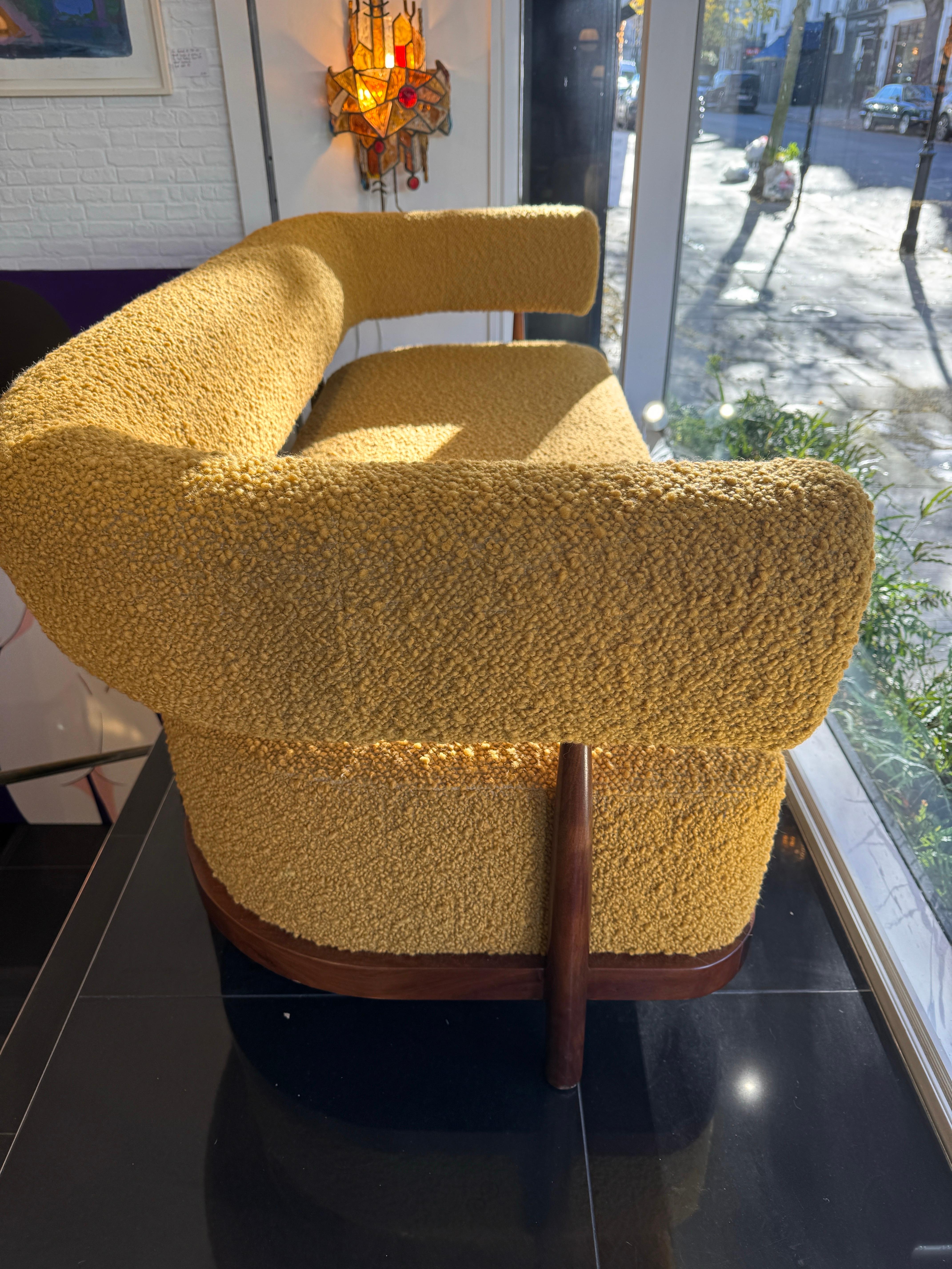 Contemporary Italian 3 seater sofa in lambs wool boucle