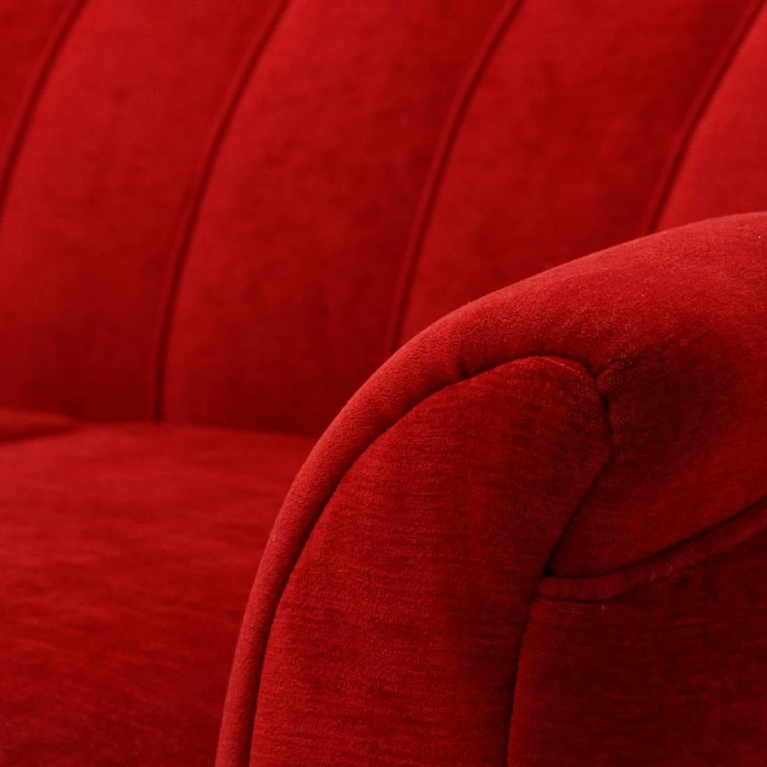 Italian Three-Seat Red Sofa, 1950s 5