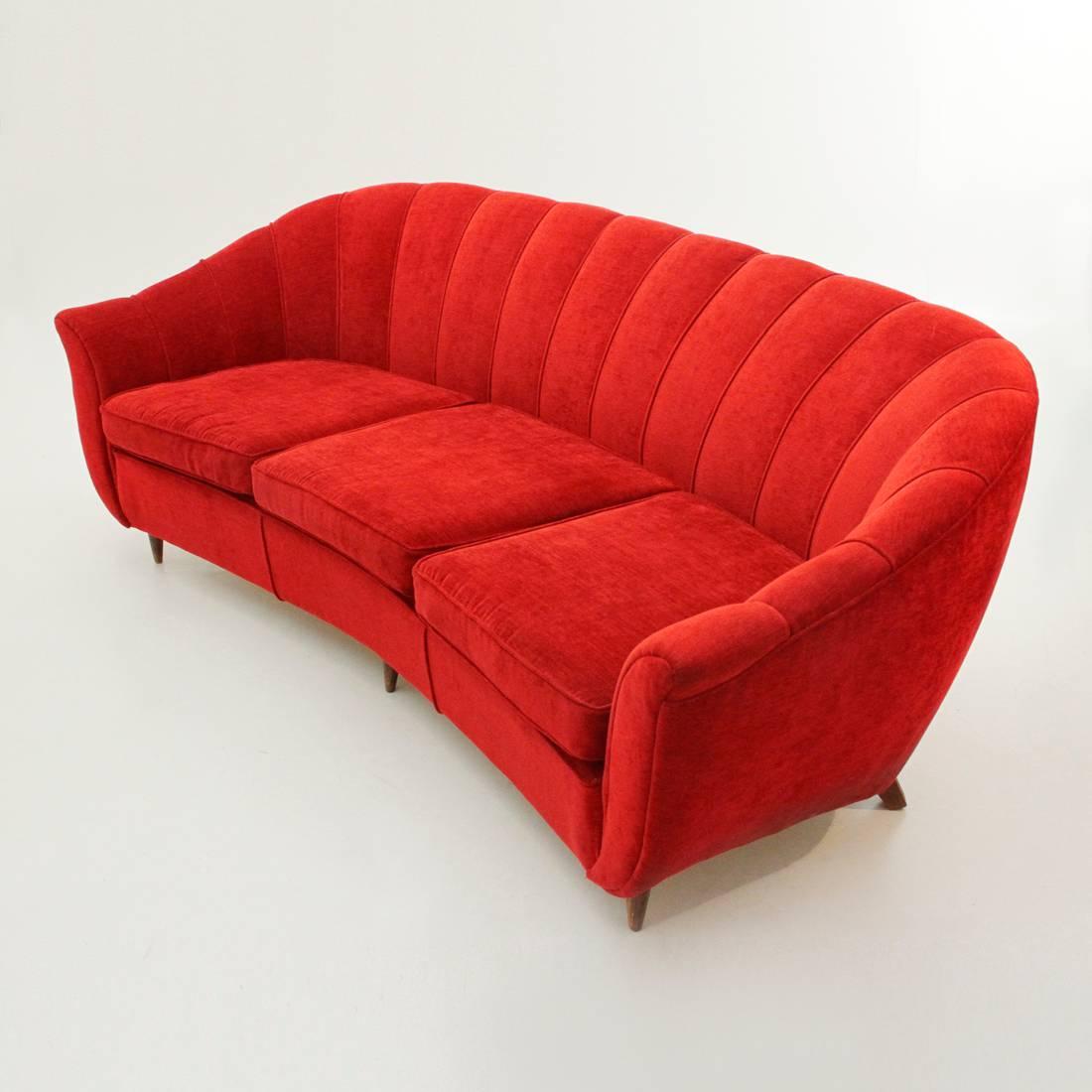 Italian Three-Seat Red Sofa, 1950s 1