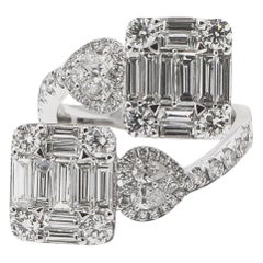 Italian 3.40 Carat Diamond Wrap Around Ring 18 Karat Gold