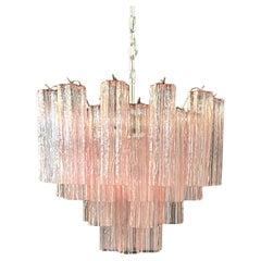 Italian 36 Pink Glass Chandelie. Murano, 1970s
